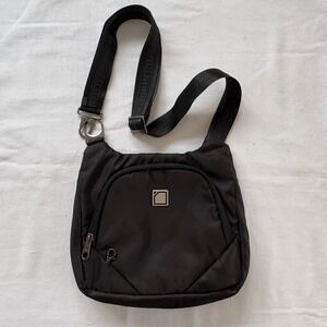 Lewis N Clark Black Nylon Crossbody Shoulder Bag With Silver Hardware
